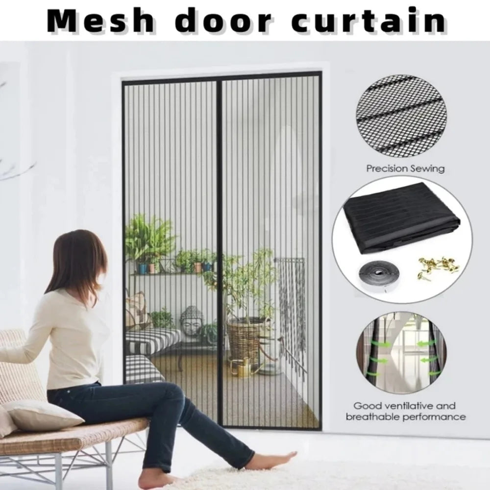 Magnetic Door Curtain Anti Mosquito Insect Net Summer Fly Screen Net Punch-Free Mosquito Nets For Window Invisible Mesh Gauze