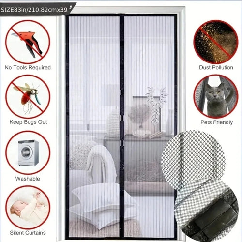 Magnetic Door Curtain Anti Mosquito Insect Net Summer Fly Screen Net Punch-Free Mosquito Nets For Window Invisible Mesh Gauze